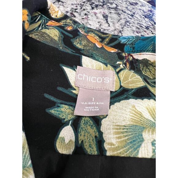 Chico’s floral ponte jacket size 1 with pockets blazer coat - Picture 10 of 15